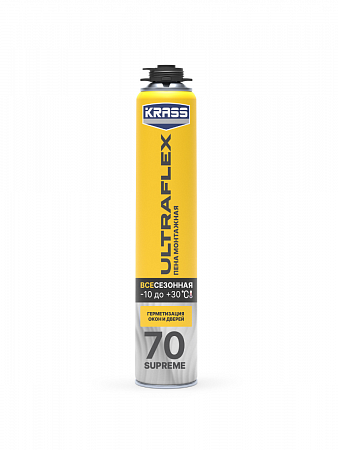 Пена монтажная пистолетная KRASS KRASS ULTRAFLEX 70 SUPREME (t -10°C +30°C) 890мл на сайте Стройсервис
