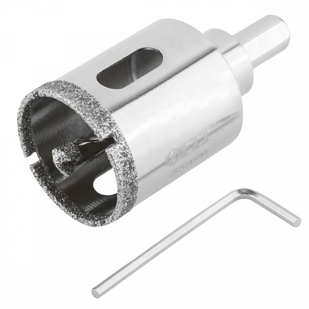 Коронка кольцевая по керамограниту,камню и кафелю алмазная с центровочным сверлом 35*70 мм. на сайте Стройсервис
