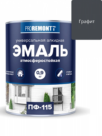 Эмаль ПФ-115 Графит глянцевый 0,9л PROREMONTT на сайте Стройсервис
