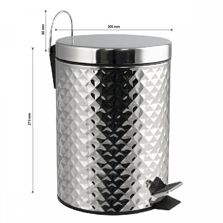 Ведро круглое ромбическое 5л нерж. (хром с педалью) Санакс (5)