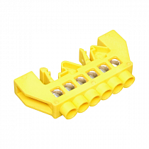 Шина "PE" "земля" в желтом изоляторе на DIN-рейку 8x12мм 6 групп TDM на сайте Стройсервис
