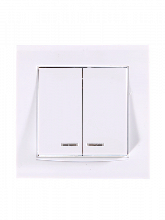 Выключатель 2-кл.СП Бриллиант 10А IP20 белый с подсветкой 7947410 UNIVersal на сайте Стройсервис

