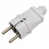 General вилка 16А 250В (АБС-пластик, прямая, белая, земля) 470504 на сайте Стройсервис
