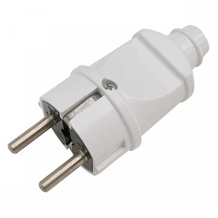 General вилка 16А 250В (АБС-пластик, прямая, белая, земля) 470504 на сайте Стройсервис
