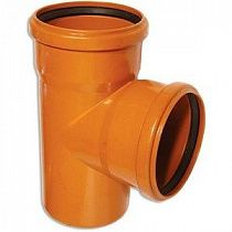 Тройник канализационный рыжий Ду110*110мм 87° НПВХ Хемкор на сайте Стройсервис
