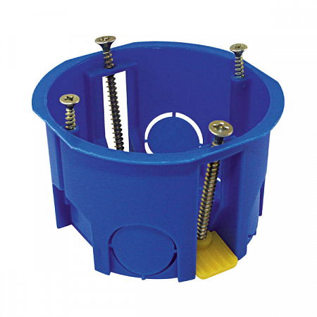 Коробка установочная д/гипсокартона 68*45 мм IP20 400В с пласт.лапками синяя U-PLAST на сайте Стройсервис
