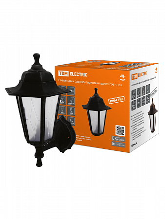 Светильник садово-парковый настенный  60Вт Е27 6-гранник черный пластик IP44 на сайте Стройсервис
