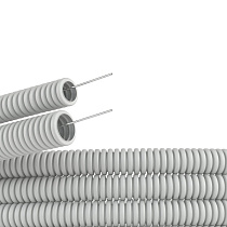 Труба ПВХ гибкая гофрированная д.50 мм с протяжкой, серая STC12-050-01-02 0 PLEXUP на сайте Стройсервис
