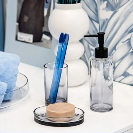 Стакан д/зубных щеток ВаннДерГрей, стекло, цвет прозрачно-черный 60698 Master House (2)