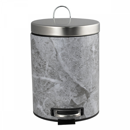 Ведро круглое 5л нерж. (мрамор с педалью) Санакс