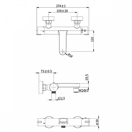 Смеситель для ванны с термостатом TERMO 34200ТМ OLIVES