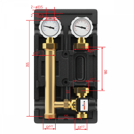 Насосная группа быстрого монтажа Dn25 с термостатическим клапаном Wester без насоса