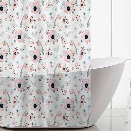 Занавеска для ВК 180*180см птички 79 ( Peva) Sanitaryware на сайте Стройсервис
