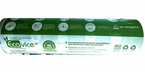Поликарбонат сотовый прозрачный ECOVICE 4*2100*6000мм, 0,65 кг/м², г. Москва плёнка с двух сторон  на сайте Стройсервис
