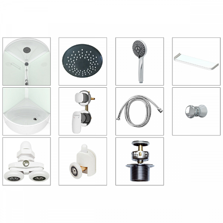 Душевая Кабина DOMANI-SPA Delight SIMPLE 99high высокий поддон, белые стенки, прозрачные стекла, б/э