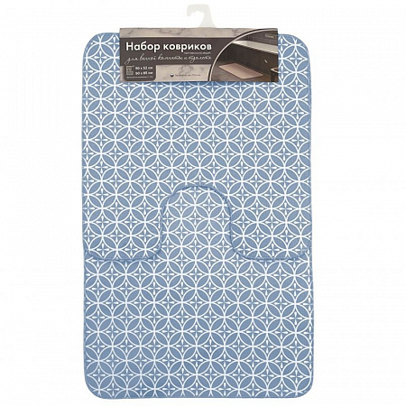 Коврик для ванной и туалета (набор 2шт) 50х85 см,50х52 см текстиль/ПВ (противоскользящий) blue на сайте Стройсервис
