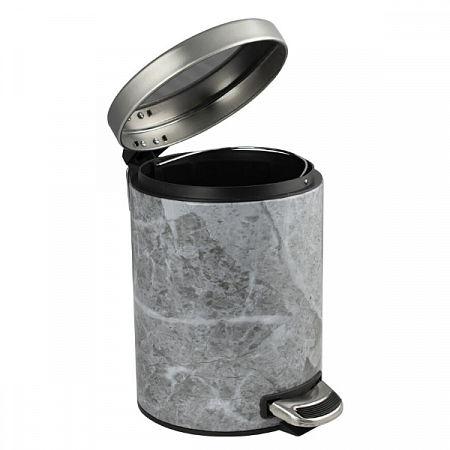 Ведро круглое 5л нерж. (мрамор с педалью) Санакс (2)