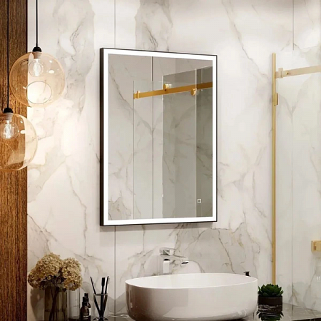 Зеркало Solid Black LED 600*800 с сенсором реверсивное крепление 3ЛП622 Агава на сайте Стройсервис
