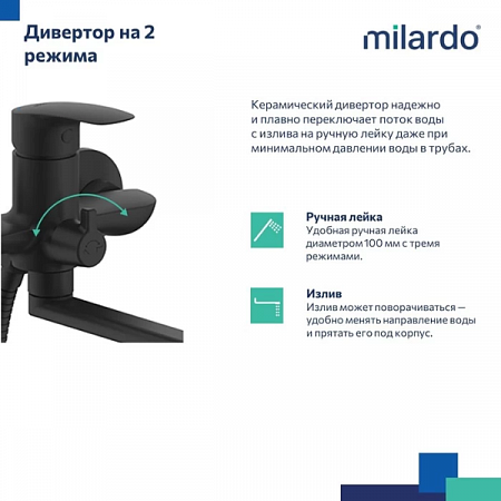 Смеситель для ванны Rora RORBL00M10 Milardo