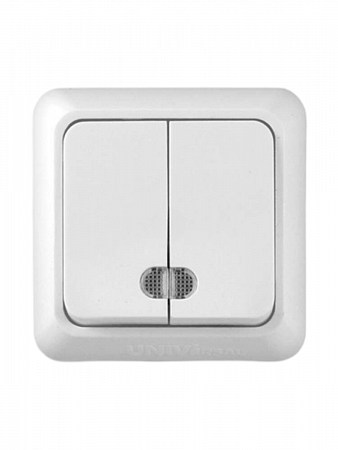 Выключатель 2-кл.ОП Олимп 10А IP20 с подсветкой бел.UNIVersal О0123 на сайте Стройсервис
