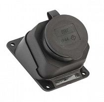 Розетка каучук с/з 1-м черная с защ.крышкой угловая настен. с заземл. IP44 на сайте Стройсервис
