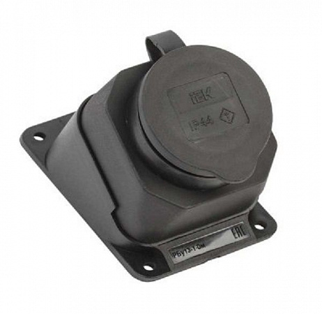 Розетка каучук с/з 1-м черная с защ.крышкой угловая настен. с заземл. IP44 на сайте Стройсервис
