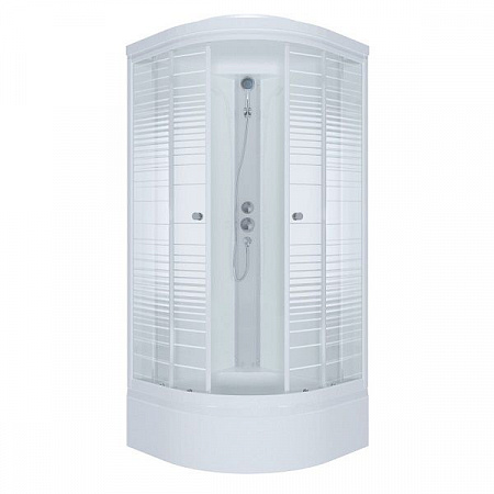 ДК "Стандарт 90*90 В" ДН4, ПОЛОСЫ, полукруг, сред. поддон (7 мест+сифон D50мм) ЭКСТРА на сайте Стройсервис
