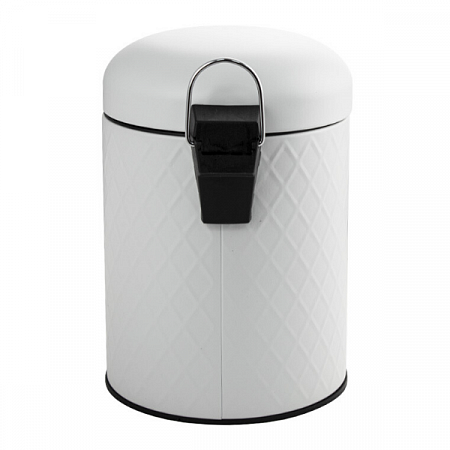 Ведро круглое с узором 12л нерж. (белое с педалью) Санакс (1)