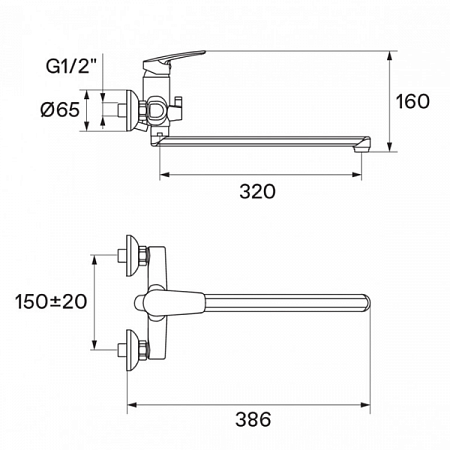 Смеситель для ванны Марион длинный излив, хром WH5A10006C001 Santek