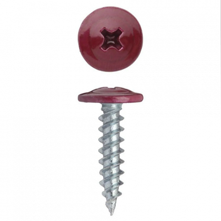 Саморез с пресcшайбой острый 4.2*13 мм RAL 3005 (красное вино) на сайте Стройсервис
