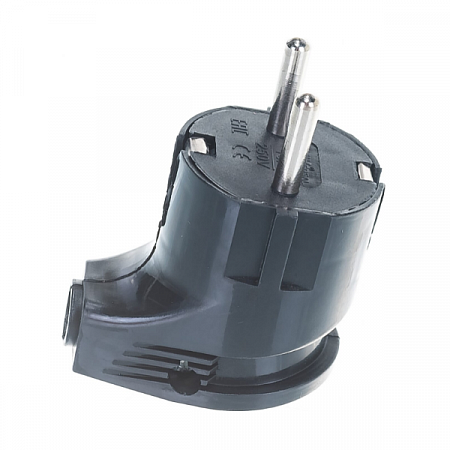 Вилка электрическая угловая 16А 250В с заземл. черн. (еврослот)  на сайте Стройсервис
