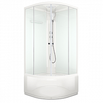 Душевая Кабина DOMANI-SPA Delight Slim 99high высокий поддон, белые стенки, прозрачные стекла, б/э на сайте Стройсервис
