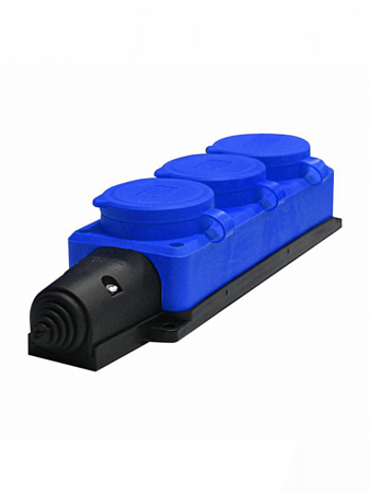 NE-AD колодка ОУ тройная 3 гн. с загл. каучук 2P+PE 1x16A 220-240V IP54 синий 4143 (Турция) на сайте Стройсервис
