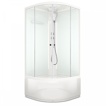 Душевая Кабина DOMANI-SPA Delight Slim 99high высокий поддон, белые стенки, прозрачные стекла, б/э на сайте Стройсервис
