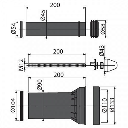 Монтажный набор для систем инсталляций М900 Alcaplast (1)