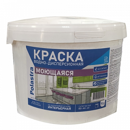Краска ВД моющаяся супербелый 14кг ВДак-40 Поластра на сайте Стройсервис
