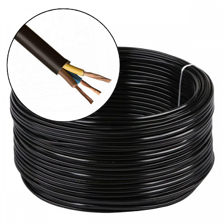 Провод ПВС 3х2,5 Черный 380В (бухта 100 м.)  на сайте Стройсервис
