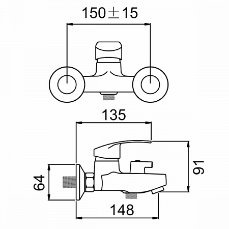 Смеситель для ванны Зима (белый) 3072127 АНТЕЙ