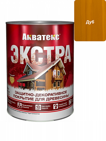 Защитно-декоративное покрытие для древесины Акватекс ЭКСТРА дуб 0,8л на сайте Стройсервис
