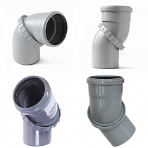 Отвод канализационный серый Ду 110мм регулируемый на сайте Стройсервис
