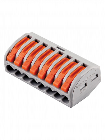 Клемма строительно-монтаж. СМК с рычагом LD222-418, 8х2,5(4)мм2 32A на сайте Стройсервис
