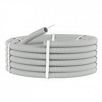 Труба гофрированная ПВХ серая d-16 мм с зондом 10м IEK на сайте Стройсервис
