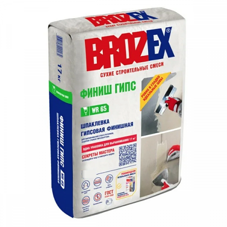 Шпатлевка гипсовая финиш. Брозекс WR 65 Финиш Гипс (ГиперФиниш),17 кг / 1под=64 шт на сайте Стройсервис
