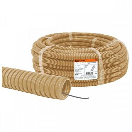 Трубка гофрированная лёгкого типа с протяжкой под светлое дерево d-16мм  (25 м) TDM на сайте Стройсервис
