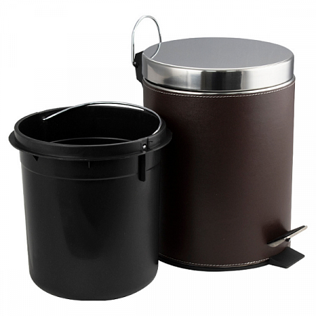Ведро круглое 5л нерж 105-L (кожаные вставки, с педалью) Санакс (4)