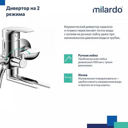 Смеситель для ванны Rora RORSB00M10 Milardo