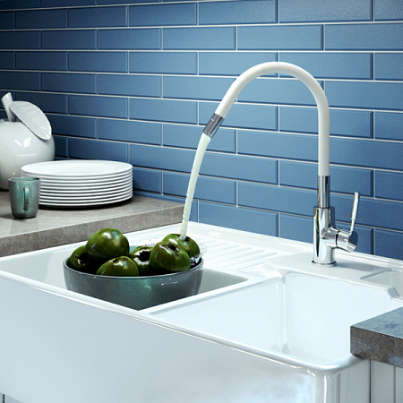 Смеситель для кухни с гибким изливом GROSS AQUA ColorFlex (белый) 3241508W