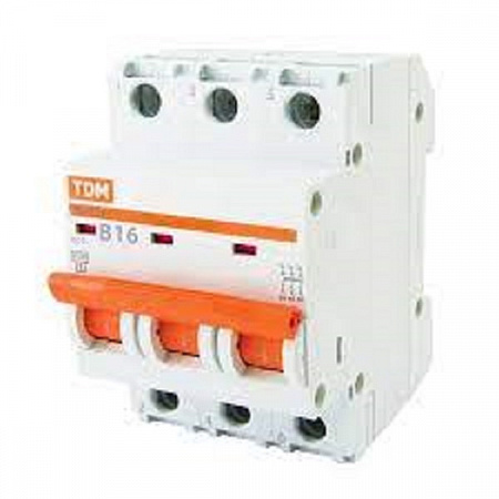 Автоматический выключатель 3Р 16А хар.B ВА 47-29 4,5кА 230/400В SQ0206-0042 TDM на сайте Стройсервис
