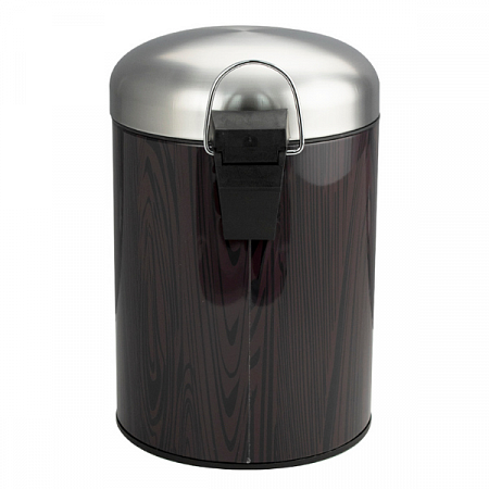 Ведро круглое 5л нерж. темное дерево (вставки под дерево с педалью) Санакс (1)