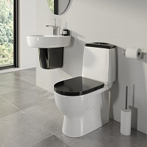 Унитаз-компакт "BEST COLOR BLACK SL DM" 2-реж. белый(сидение дюропласт с микролифтом) на сайте Стройсервис

